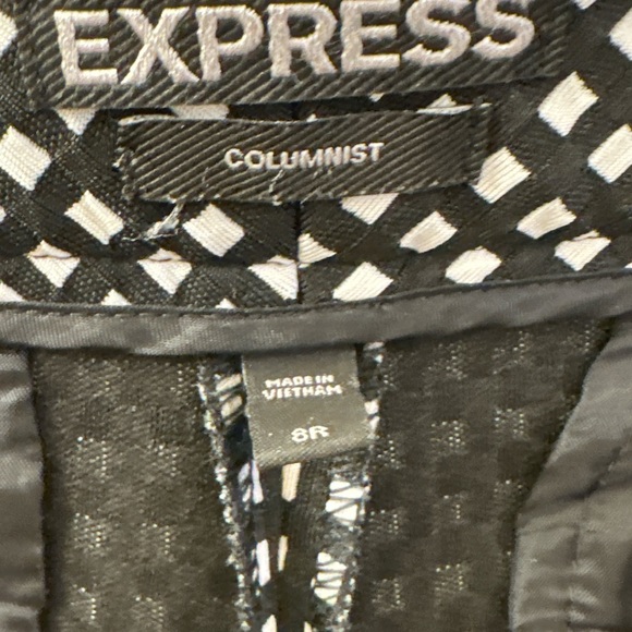 Express Columnist Black & White Checkered Pants with 4 Pockets Size 8R - Picture 6 of 13